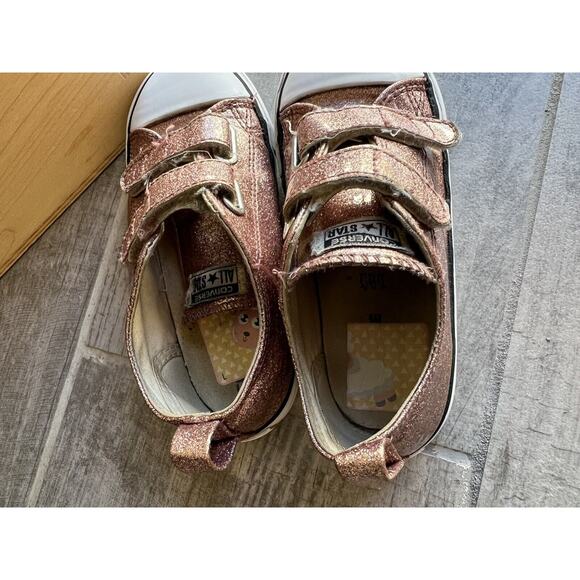 Converse All Star Toddler Girls Glitter Pink Low Top Easy On Sneakers Shoes 10 - Picture 7 of 11